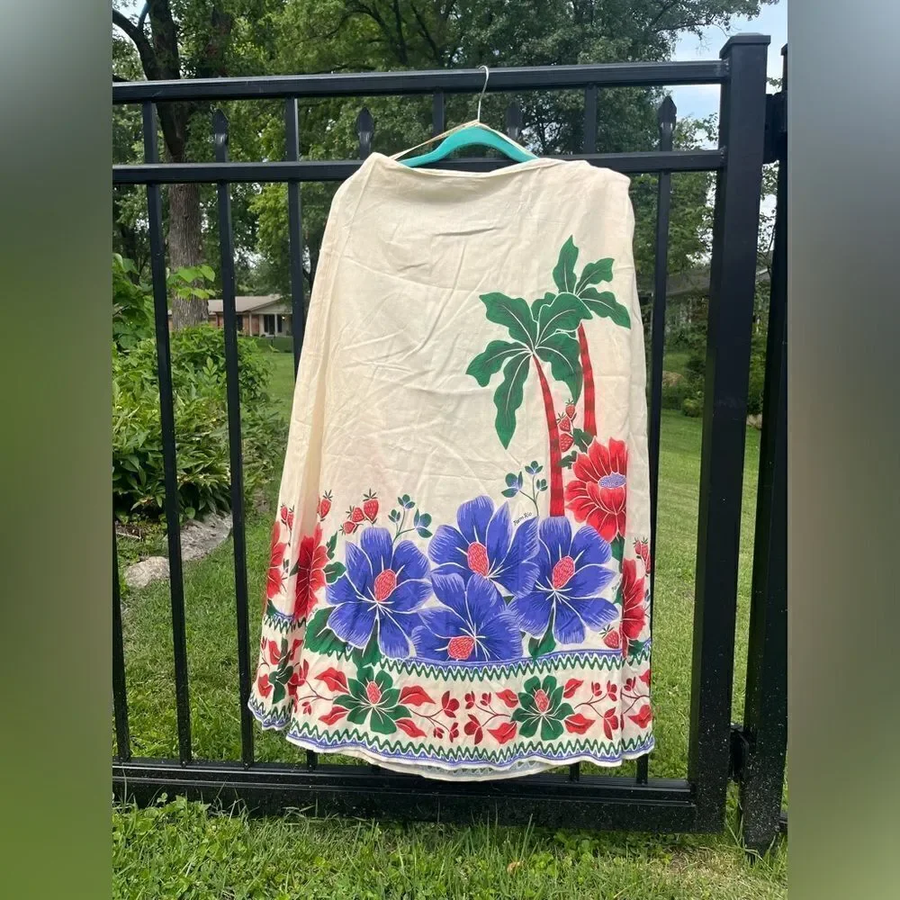 FARM Rio Satin Slip Floral Midi Skirt NWT